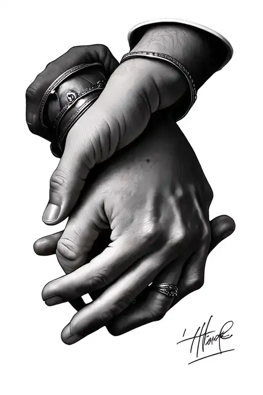 Childs Hand Holding Adult Hand Holding