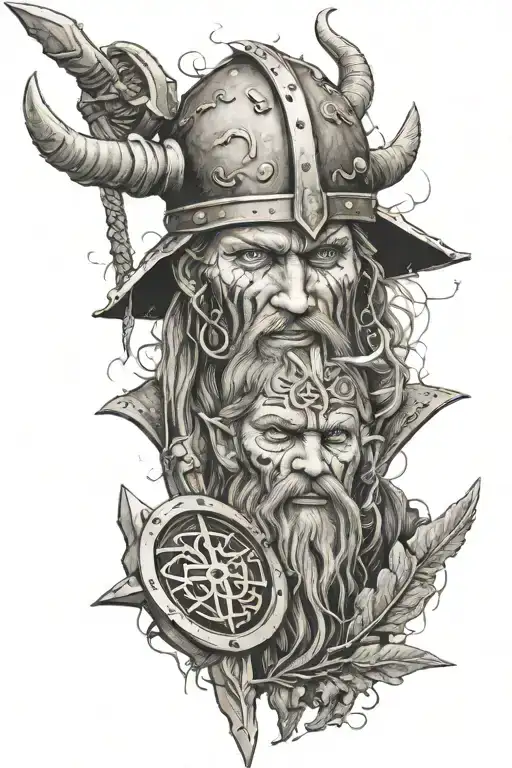 Dead Viking Warrior With Vegvisir