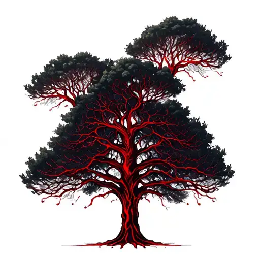 Tree With Red Blood Lines Connecting Various