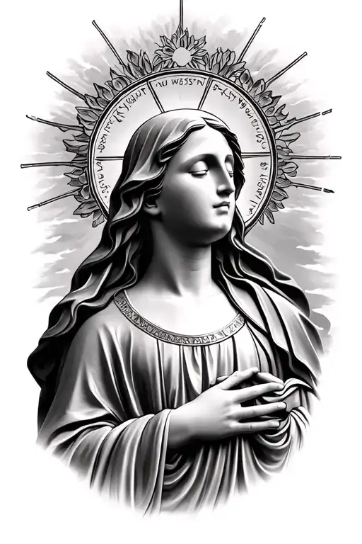 Virgin Mary Looking Up At The Sky With Eyes Closed