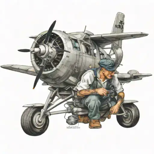 Aircraft Mechanic Working