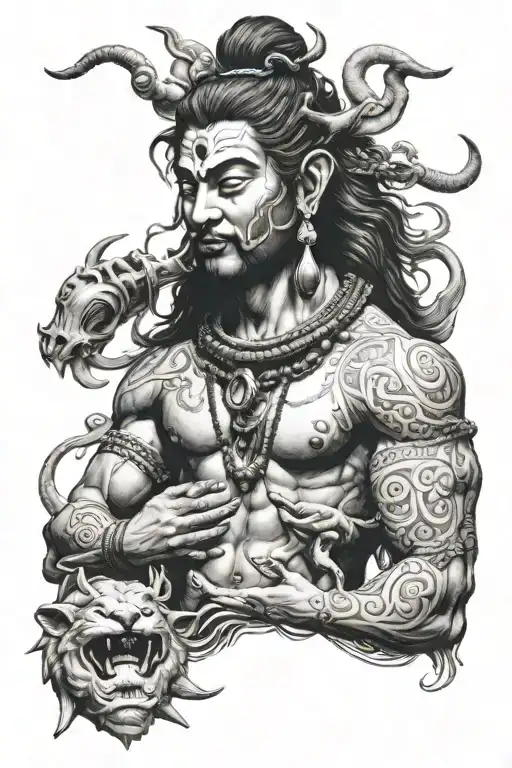 Load Shiva Tattoo Featuring Characters
