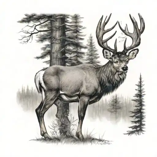 Buck Standing In Woods
