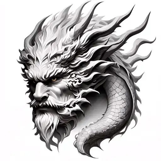 Zeus And Dragon Wrapped Face