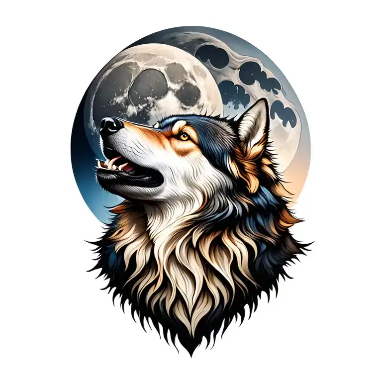 Wolf Howling Moon