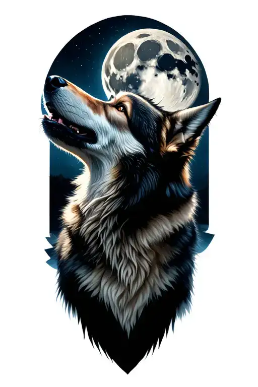 Wolf Howling Moon