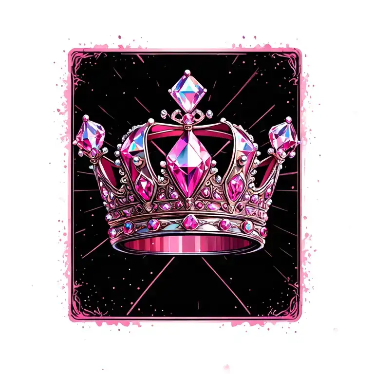 Diamond Crown Infinite Sign Pink Tattoo Design