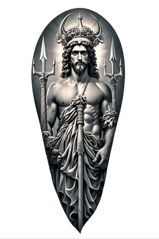 Greek Gods Poseidon Trident Pillars Spread Through My