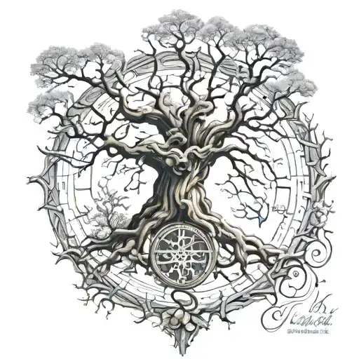 Vegvisir Ygg Drasil Tree Surrounded