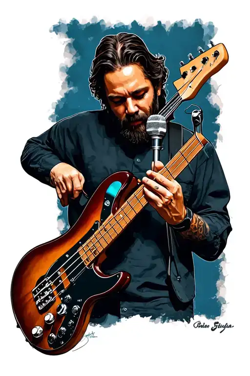 Bass Guitar With A Microphone