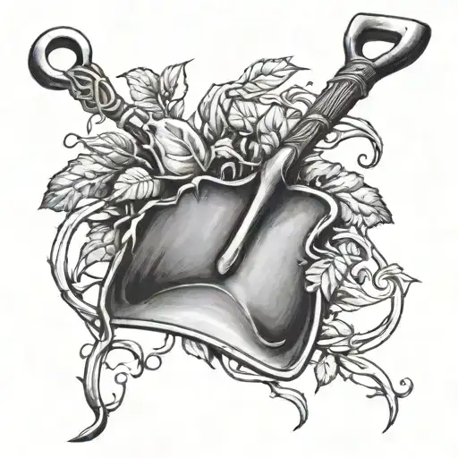 Shovel With Vines Wrapped Tightly