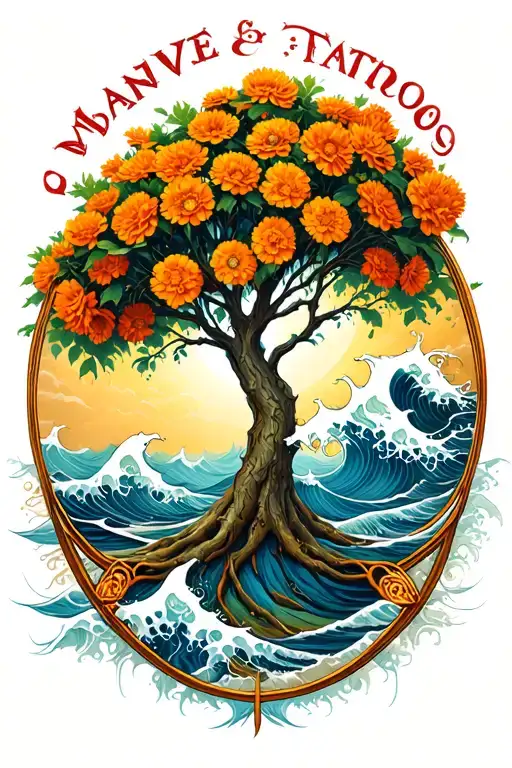Marigolds Waves Tree Of Life Movies Red Lettering
