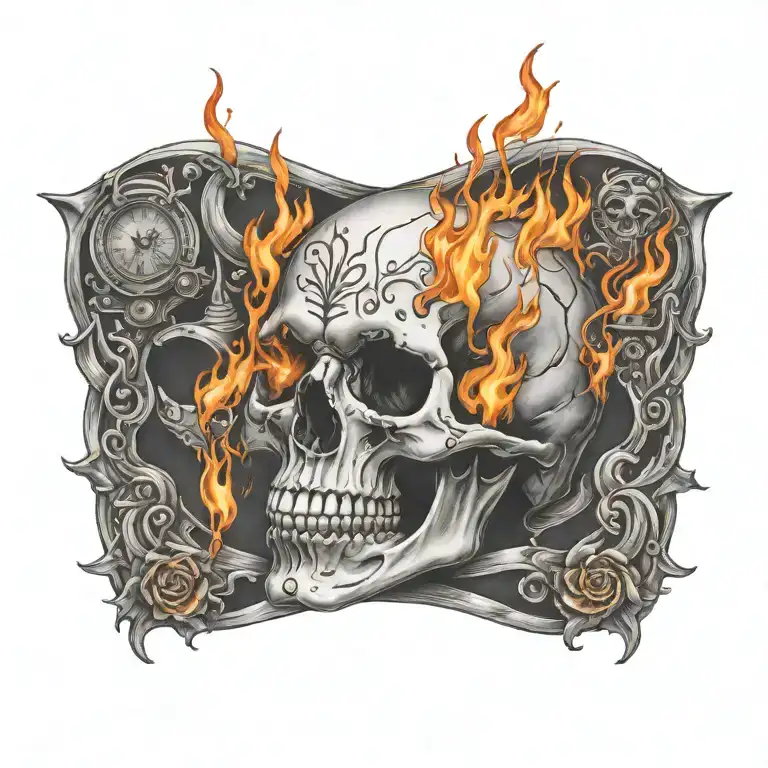 Juice Wrld Flaming Skull