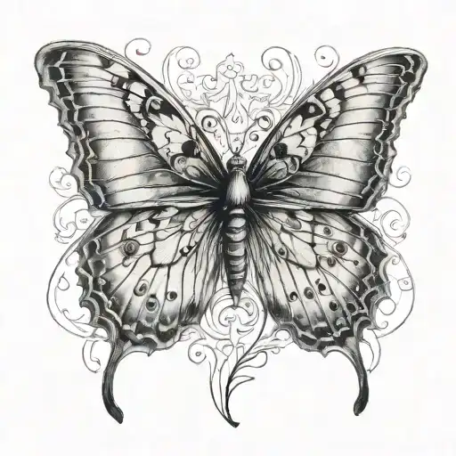 Tattoo That Is Half Butterfly Wing And Then The Other Half Is An Angel Wing