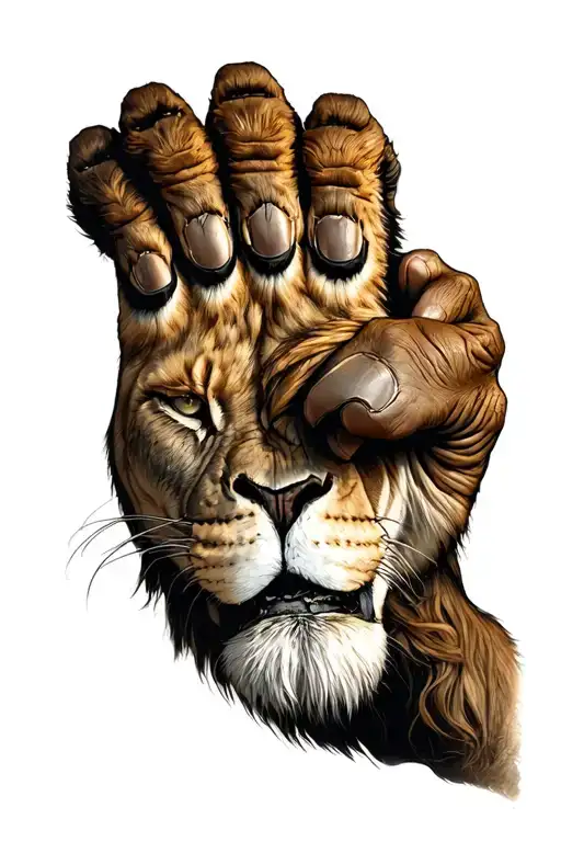 Lion Paw Extending Forward Grabbing Shoulder
