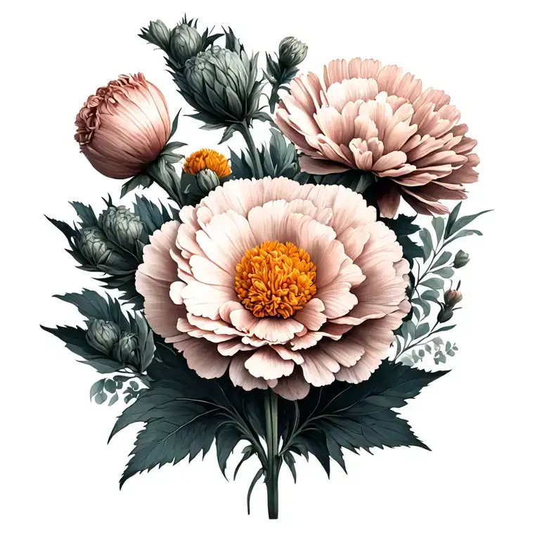 A Carnation And Aster Intertwined