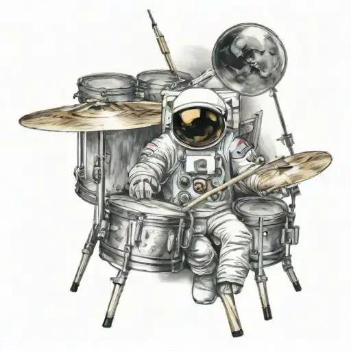 Astronaute And Drum Stick