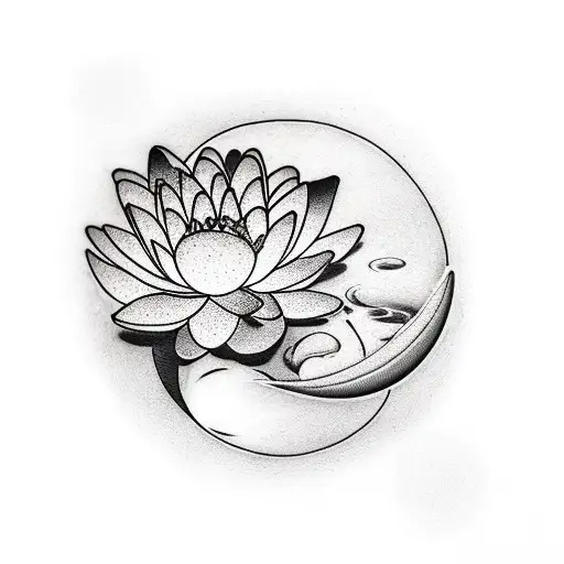 Water Lily And The Moon