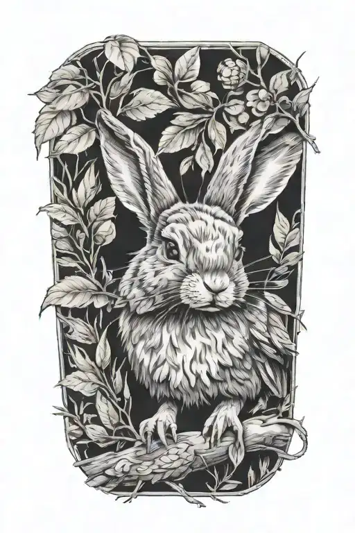 A Bunny Hiding And A Crow Perched