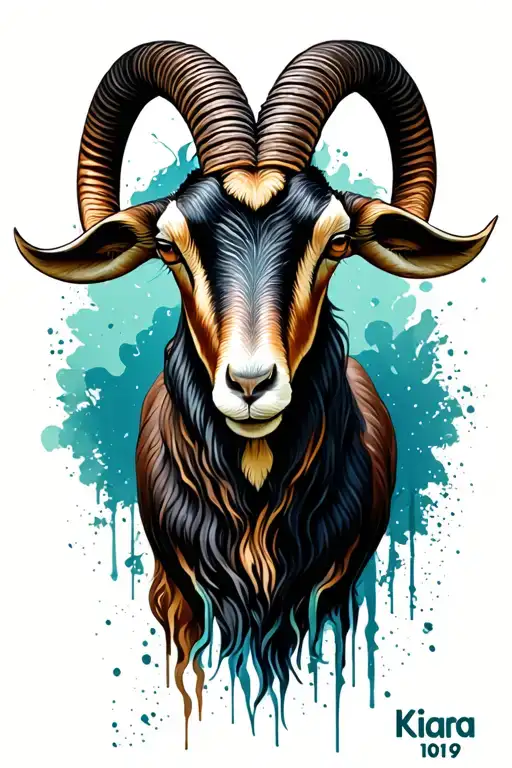 Capricorn Goat With Word Kiara And Number 1019