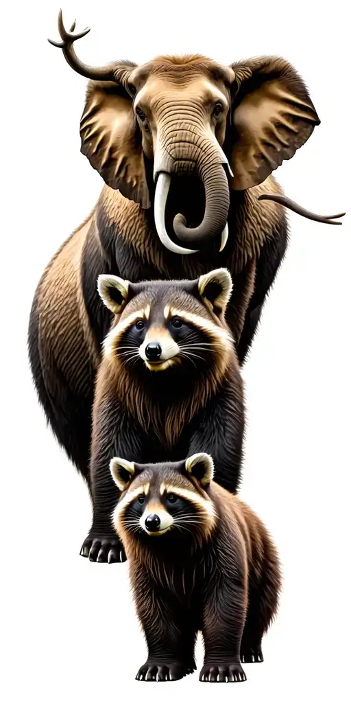 Elephant With Racoon With Moose With Bear