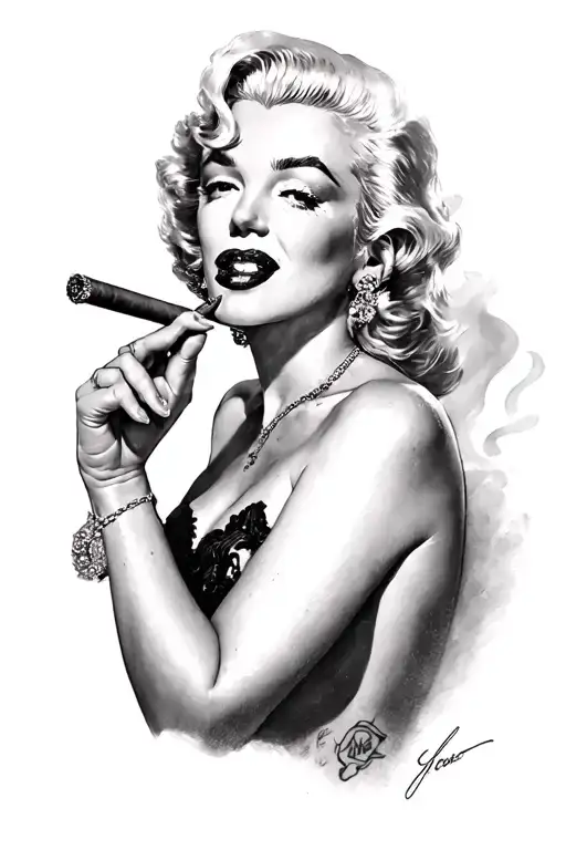 Marilin Monroe Smoking Cigar And Semi -Naked Full Body
