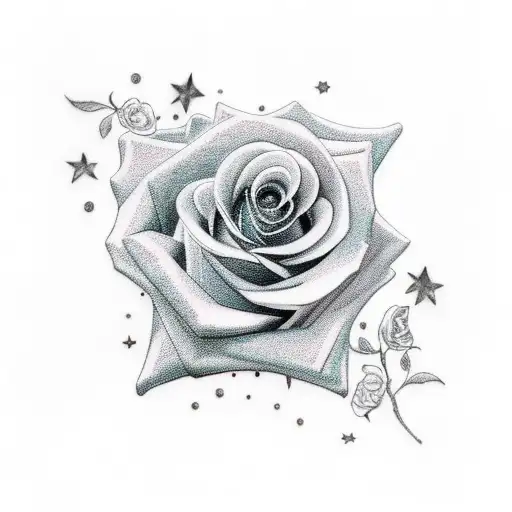 Rose With Moon And Stars