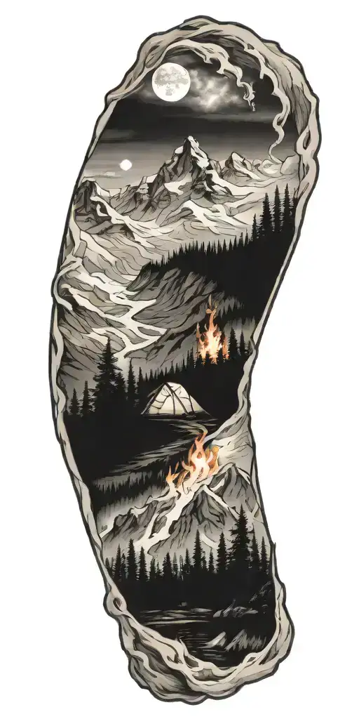 Camping Mountains Fire