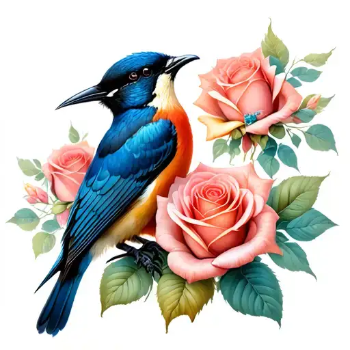 Wild Birds Holding Roses