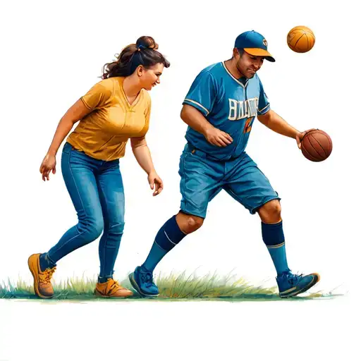 Mom And Dad And I Who Am The Son While Playing Ball