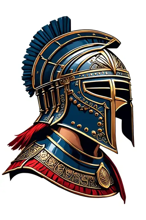 Gladiator Helmet In Front Of Roman Colosseum