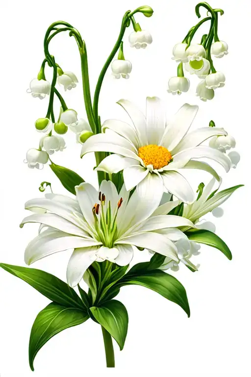 Lily Of The Valley And Daisy Flower