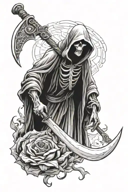 Grim Reaper Holding A Scythe