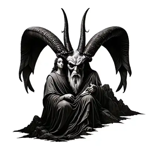 People Worshipping Baphomet And Moses Came Down From The Mountain With The 10 Commandments