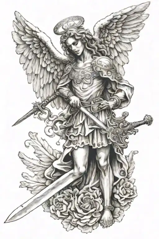 Winged Angel Holding A Sword