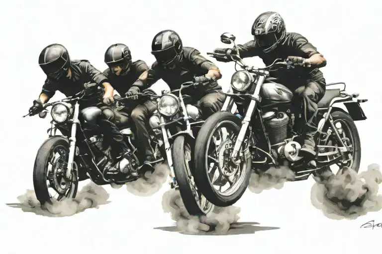 Group Of Bikers Racing