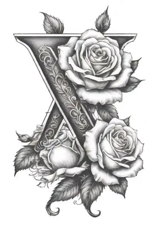 Letter A With Roses