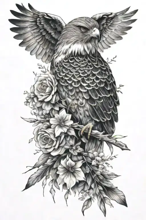 Hawk And Flower Surrounded