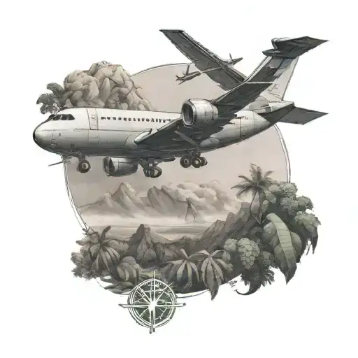 Modern Airplane And Nature
