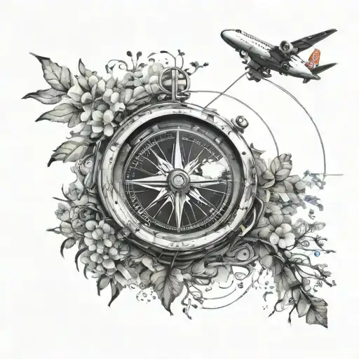 Modern Airplane And Nature With Compass