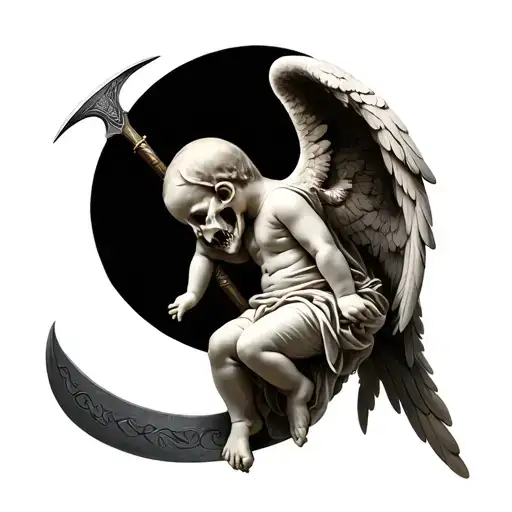Death With A Scythe Takes The Soul Of A Baby Angel