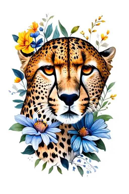 Cheetah Flowers Sleeve Sunset