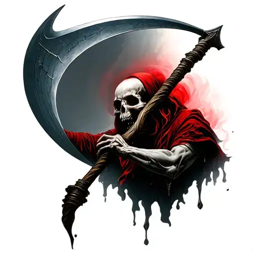 Death With A Scythe Takes The Soul Leaving The Body