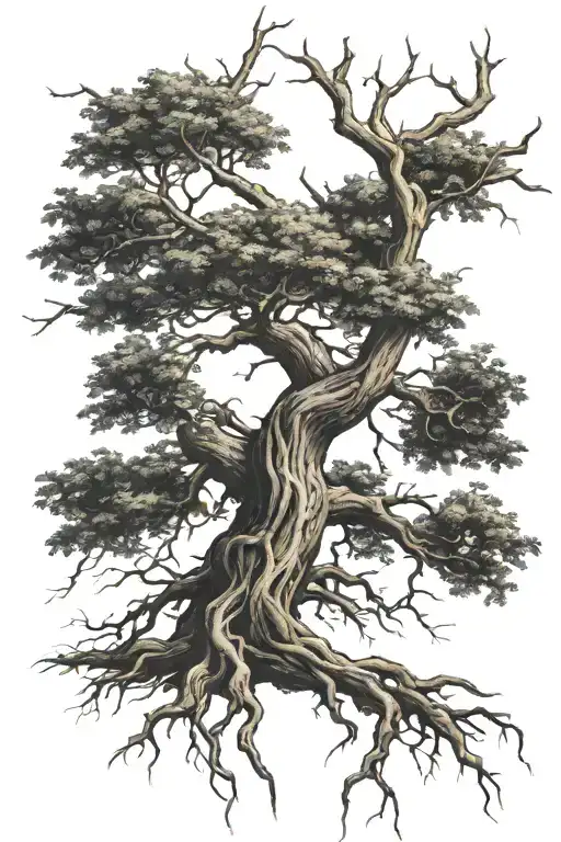 Tree With Roots Showing Growth