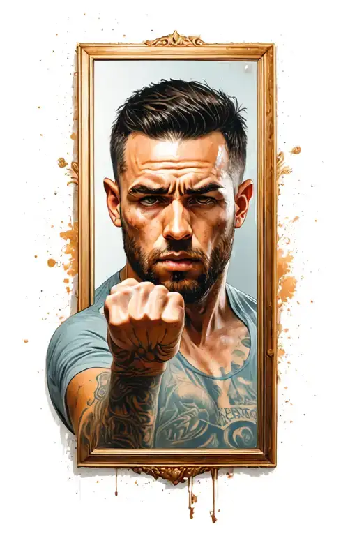 Man Punching A Mirror Reflection