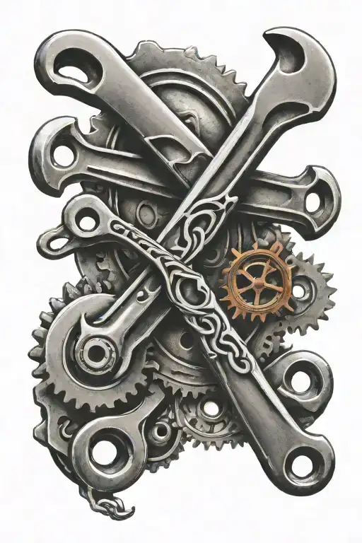 Memorial Wrench Crossed Together Symbolizing