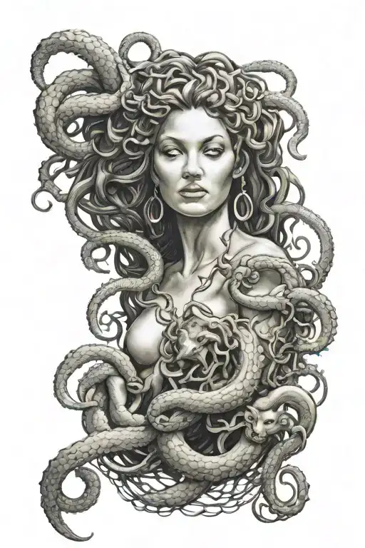 Medusa Gorgon And A Beautiful Girl