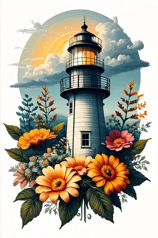 Light House Flower Vegvisir Symbol