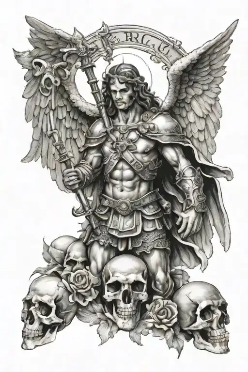 St Michael Archangel With Skulls