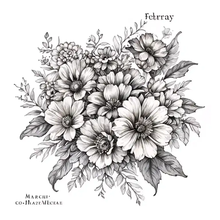 Can You Design A Tattoo That Combines The Birth Flowers Of March July February October